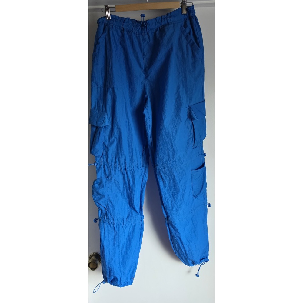 NWOT Faded Rose Cargo Pants Women M Blue Solid Nylon Casual Athleisure Trousers